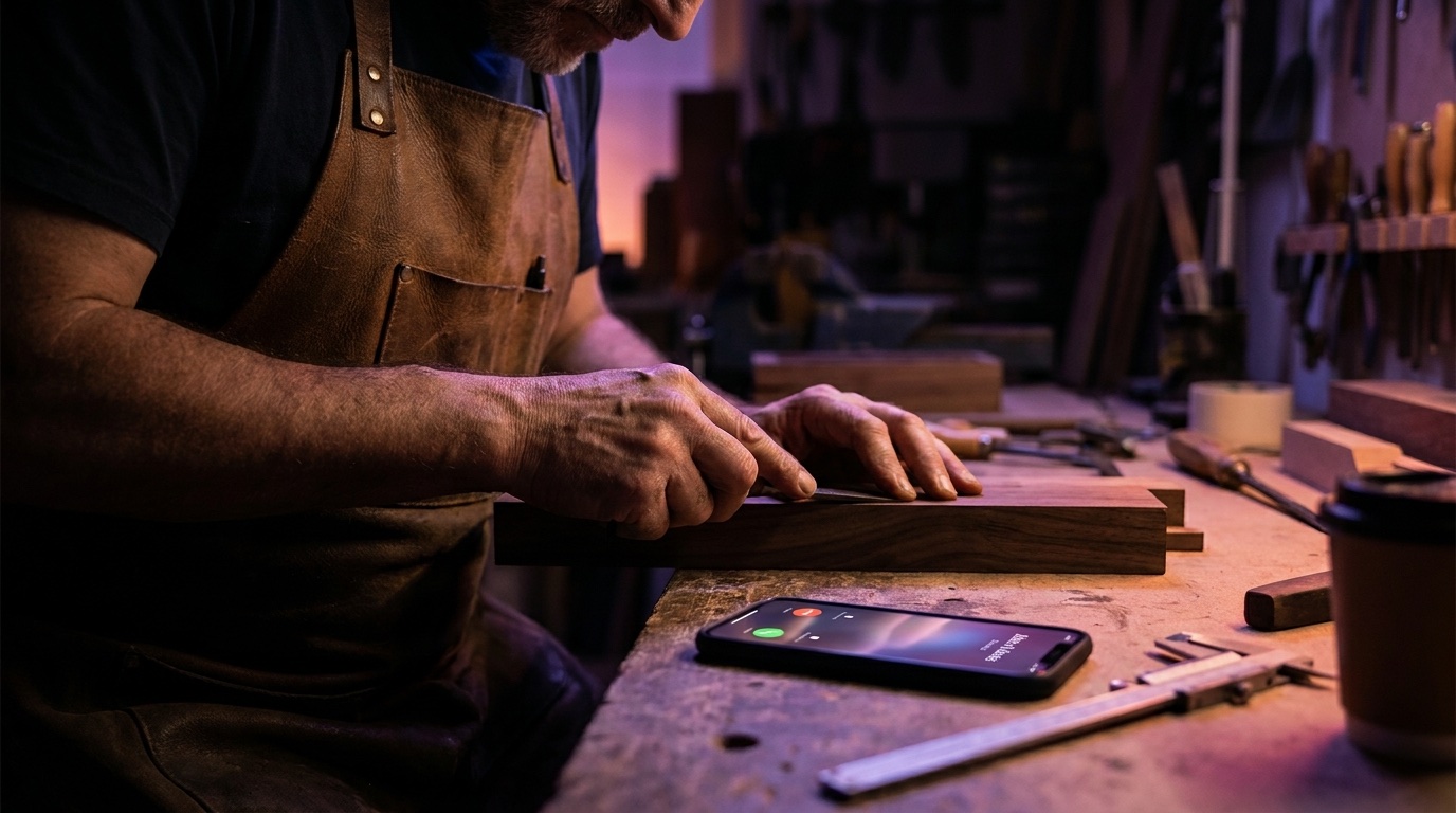 A local business owner working while Anvil Dispatch answers an incoming call